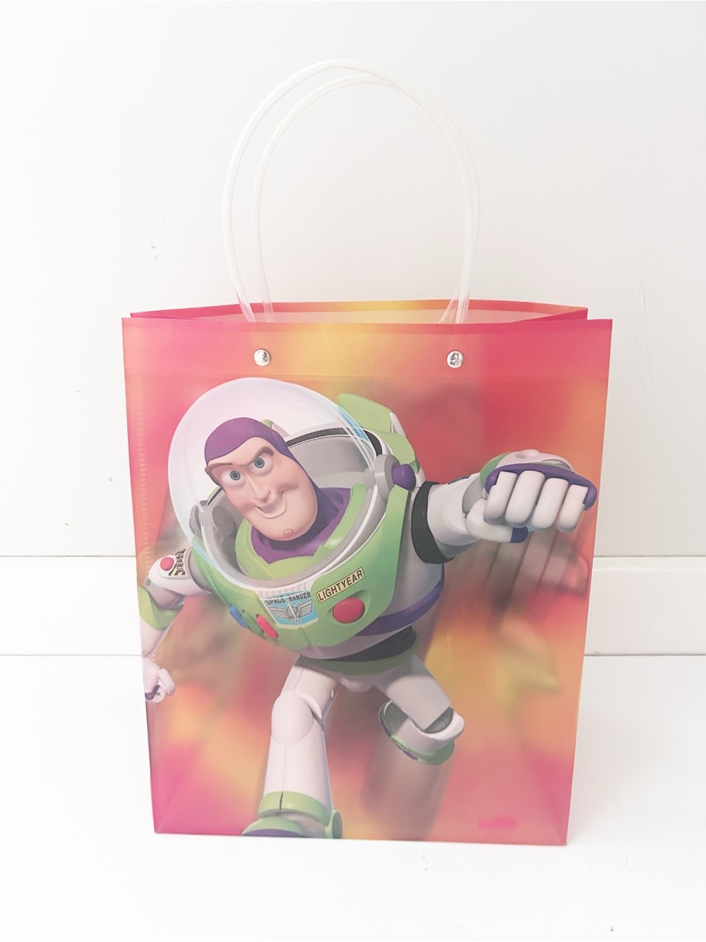 Vintage Disney Pixar Buzz Lightyear Plastic Gift Bag with Handles